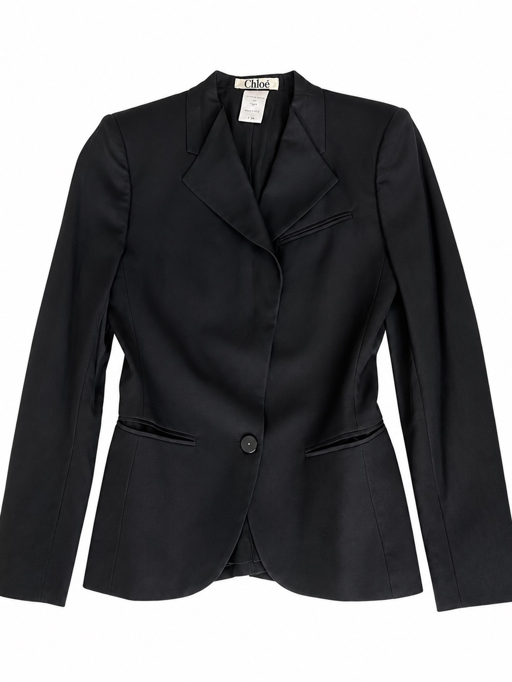 Chloe Black Wool Jacket Blazer Long Sleeve Lined One Button Women's 38 8